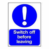 STICKER: SWITCH OFF BEFORE ….
